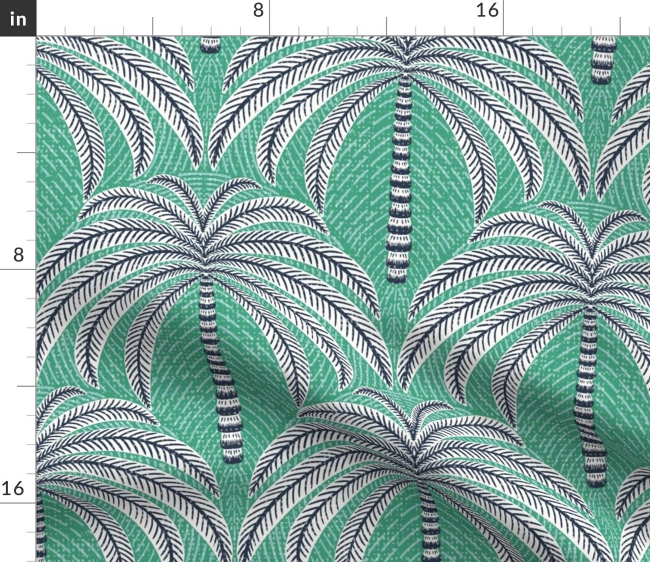 Tropical Palm Fronds Jade Green Large Scale Coastal Botanical Custom Printed Fabric by Spoonflower Various Fabrics by the Yard or Fat Quarter